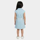 Girls' Light Blue Cotton Blend Casual Frock, हल्का नीला, small