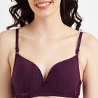 Half Lace Padded Bra, Wine, small image number null