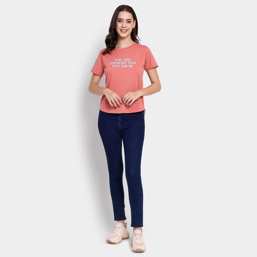 Ladies' Round Neck T-Shirt , गुलाबी, large image number null