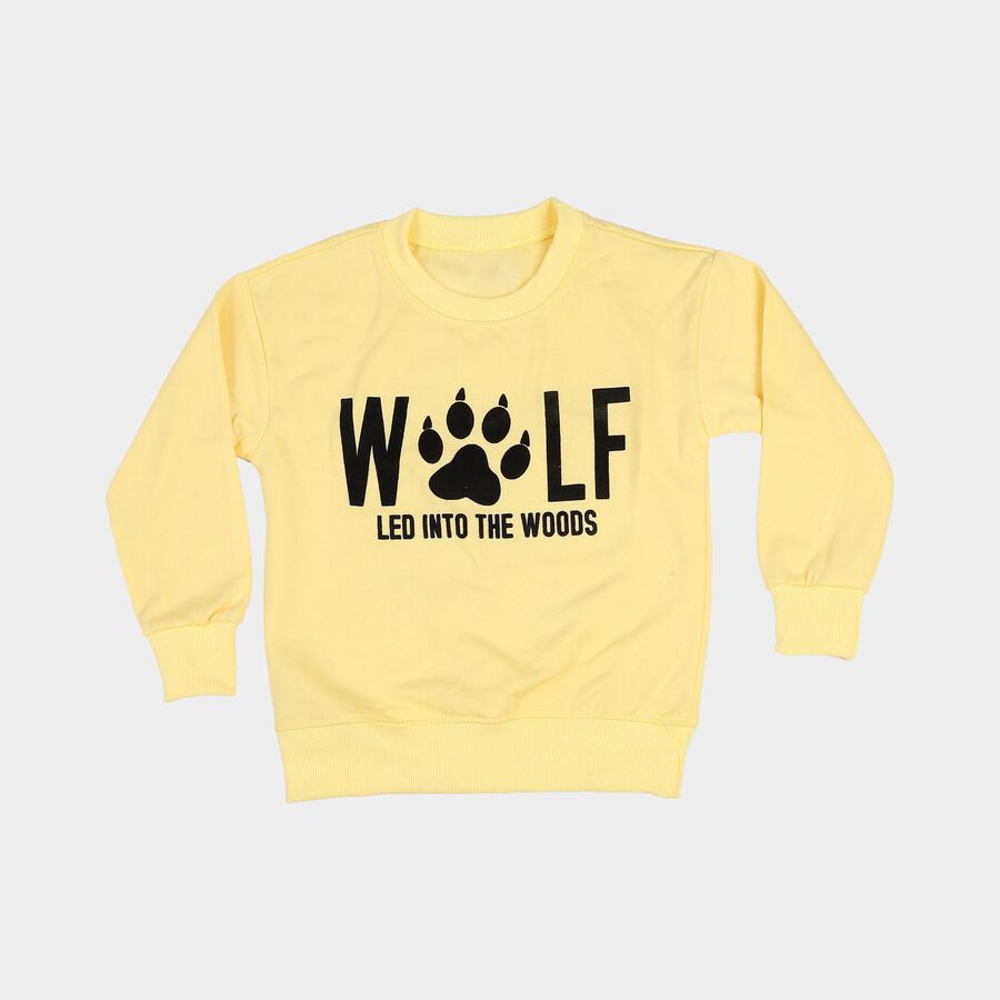 Boys' Yellow Crew Neck Pullover Sweatshirt, पीला, large