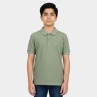 Boys' Sage Green Polo Neck Polo T-Shirt, हल्का हरा, small