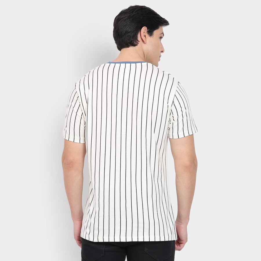 Men's 100% Cotton Round Neck Half Sleeves T-Shirt, Off White, large