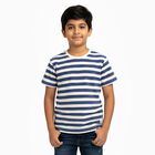 Boys Deep Navy Blue Crew Neck Casual Half Sleeve T-Shirt, Navy Blue, small