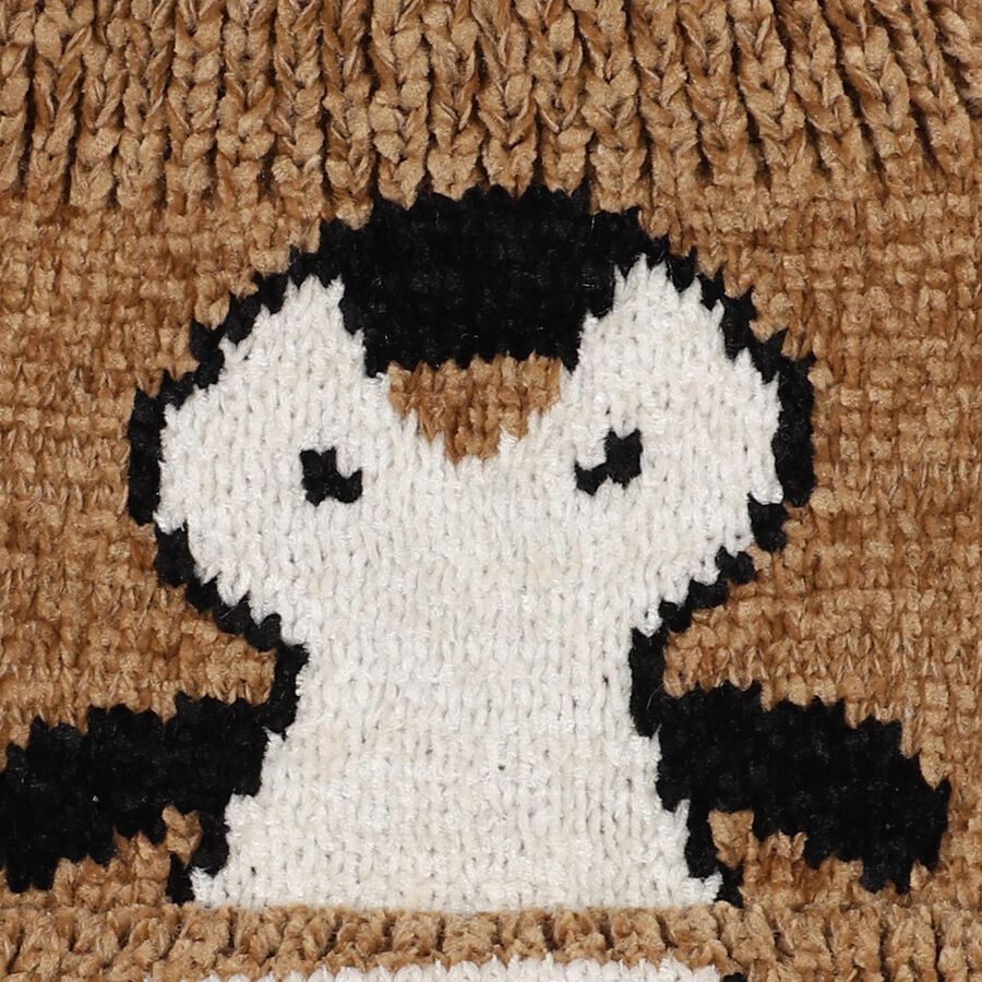 Girls Winter Cap, Brown, large image number null