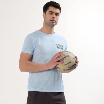 Men's Pale Powder Blue Crew Neck Athleisure T-Shirt