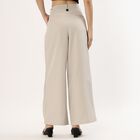 Women's Soft Beige Wide-Leg Pleated Trousers, Light Grey, small image number null