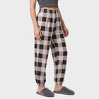 Women's Brown Relaxed Fit Checked Harem Pants, भूरा, small