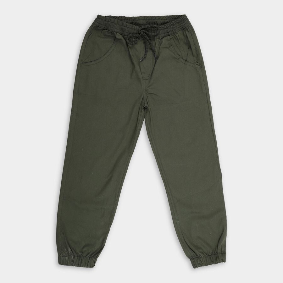 Boys' 100% Cotton Trousers, Olive, large image number null