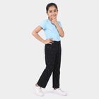 Girls Black Straight Fit Printed Jeans, Black, small