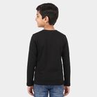 Boys Black Round Neck Regular Boys T-Shirt, काला, small