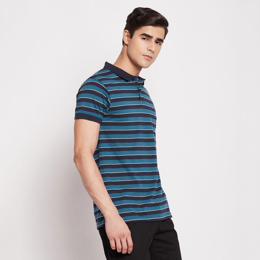 Stripes Polo Shirt, Teal Blue, large image number null