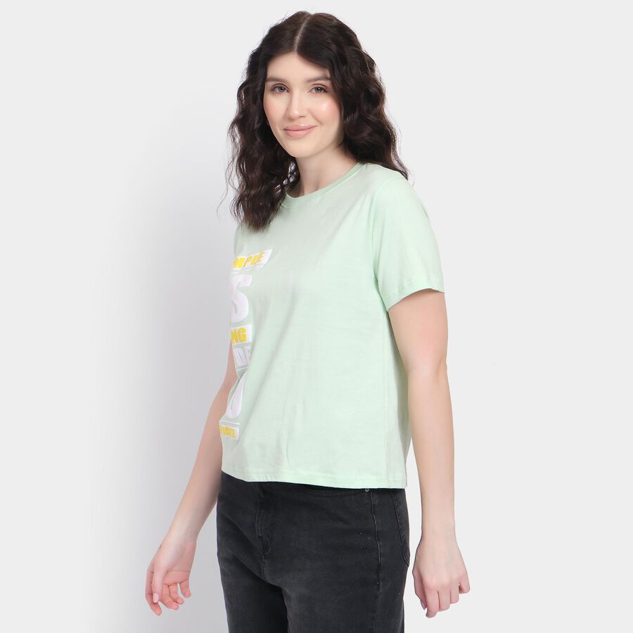 Ladies' 100% Cotton Round Neck T-Shirt, Neon Green, large image number null