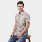 Men's Beige Cotton Classic Collar Casual Shirt, गहरा पीला, small