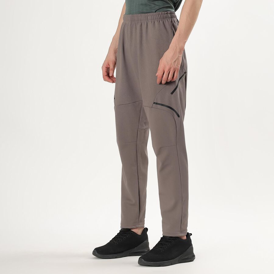 Men's Muted Taupe Regular Fit Cut And Sew Track Pants, Dark Grey, large image number null