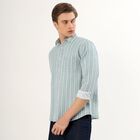 Men's Muted Olive Green Cotton Full Sleeve Classic Casual Shirt, ओलिव, small