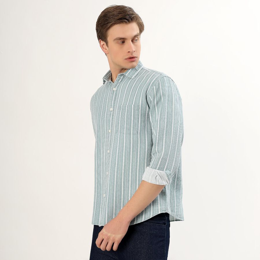 Men's Muted Olive Green Cotton Full Sleeve Classic Casual Shirt, ओलिव, large