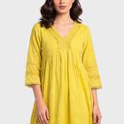 Women's Light Green Cotton V-Neck Embroidered Ethnic Set, Light Green, small