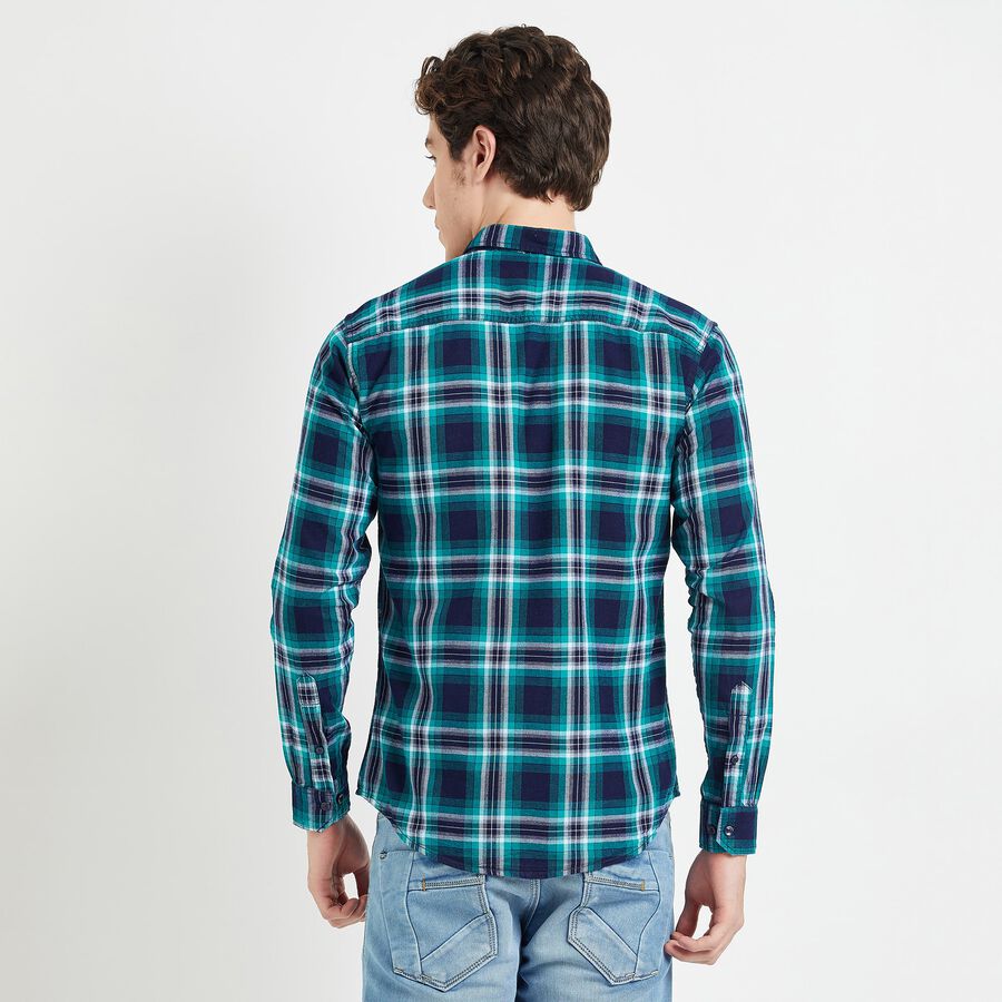 Checked Casual Shirt, Dark Green, large image number null