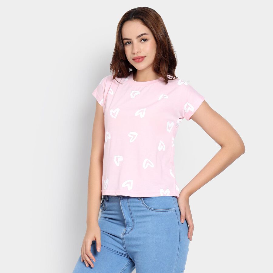 Ladies' Round Neck T-Shirt, Pink, large image number null