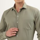 Men's Olive Green Slim Fit Formal Shirt, Olive, small image number null
