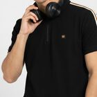 Men Black Polo Neck Polo T-Shirt, Black, small