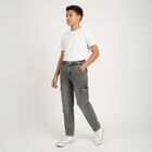 Boys' Washed Grey Relaxed Fit Cargo Jeans, हल्का ग्रे, small image number null