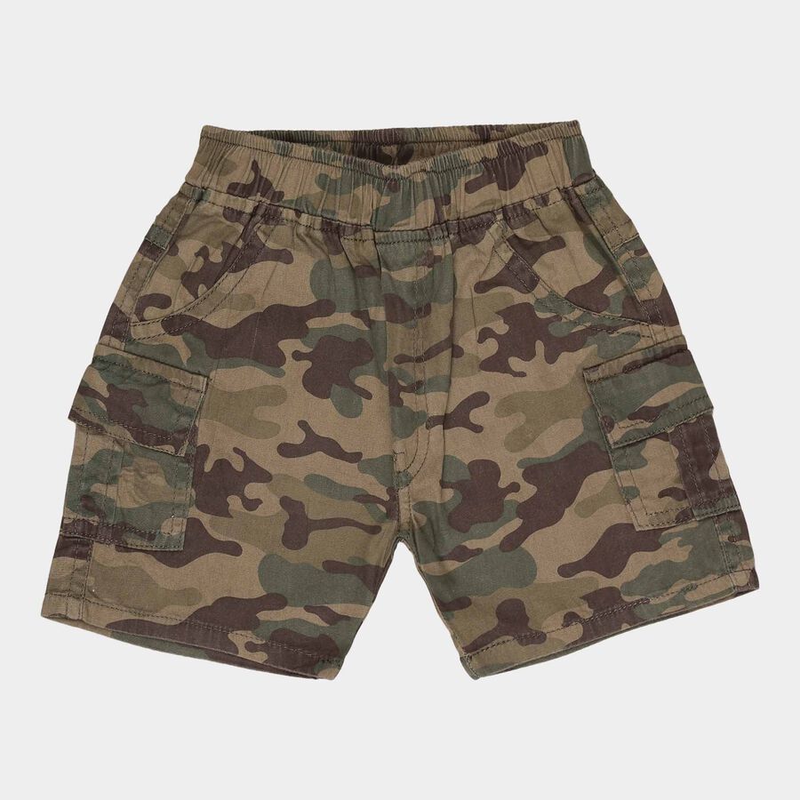 Infants Cotton Printed Half Pant, Olive, large image number null
