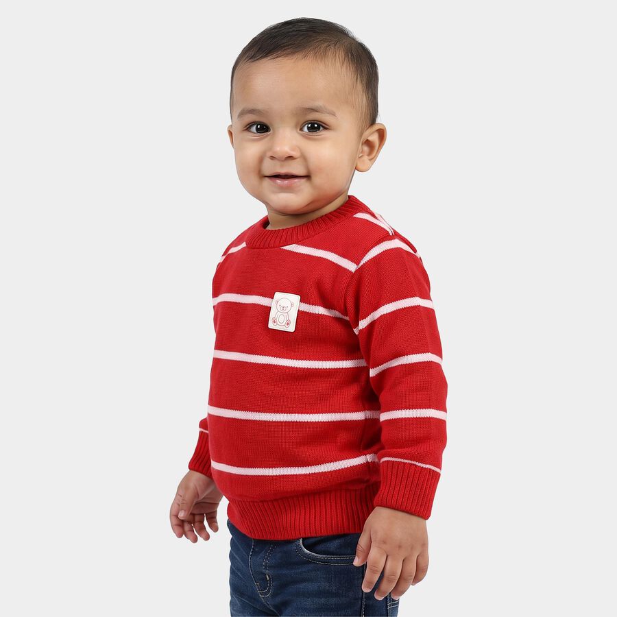 Infants' Red Crew Neck Pullover, लाल, large