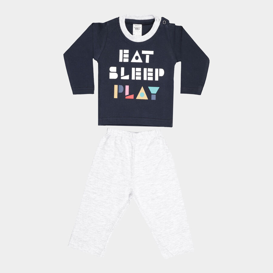 Infants Cotton Baba Suit, Navy Blue, large image number null