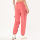 Women's Coral Pink Relaxed Fit Cargo Track Pants, Coral, small image number null