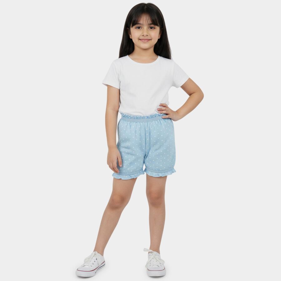 Girls' Light Blue Regular Fit Cotton Bloomers, Light Blue, large