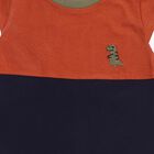 Infants' Rust Orange and Navy Cotton Round Neck Colorblock Baba Suit, नेवी ब्लू, small image number null