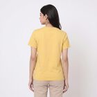 Women's Yellow Round Neck Regular T-Shirt, पीला, small