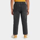 Boys Dark Grey Straight Fit Drawstring Waist Jeans, गहरा ग्रे, small