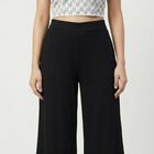 Women's Black Wide-Leg High-Rise Palazzos, काला, small