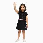 Girls' Cotton Blend Sleeveless Casual Frock, Black, small