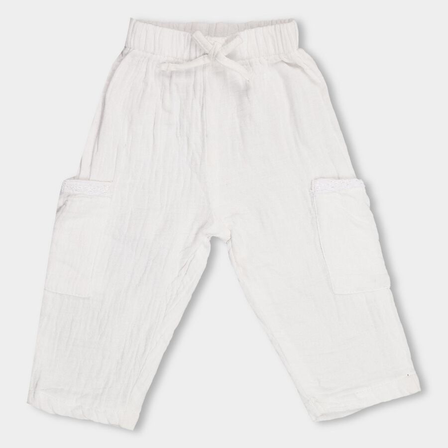 Infants' 100% Cotton Elasticated Cotton Trouser , Off White, large image number null