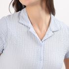 Women's Light Blue Mandarin Collar Classic Shirt, Light Blue, small