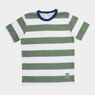 Boys Green Cotton Round Neck Adventure Printed T-Shirt, गहरा हरा, small