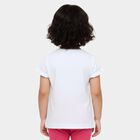 Girls White Cotton Round Neck Casual T-Shirt, सफ़ेद, small