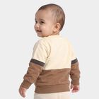 Infants' Beige Cotton Round Neck Pullover Sweatshirt, Beige, small