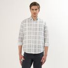 Men's Light Sage Green and White Cotton Spread Collar Casual Shirt, हल्का हरा, small