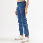 Women's Slim Fit High Waist Jeans, मध्यम नीला, small