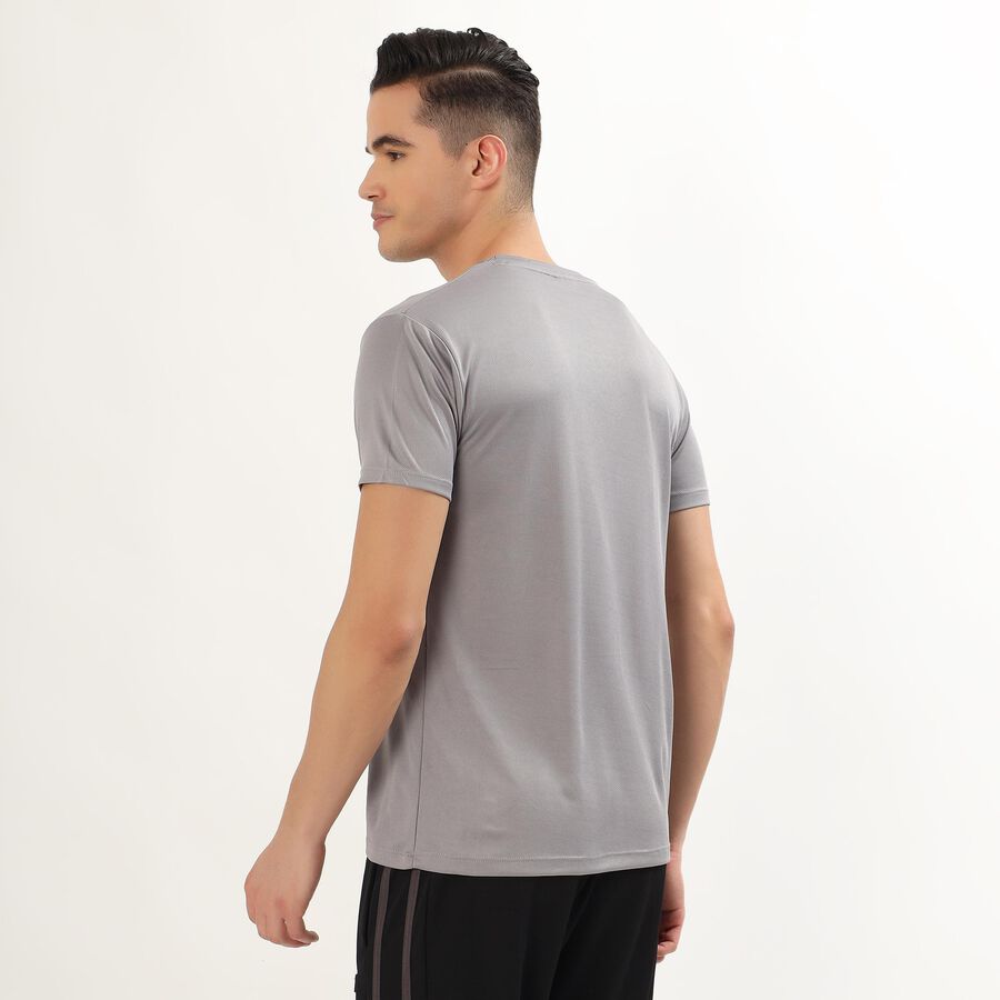 Men's Muted Grey Crew Neck Athleisure T-Shirt, Dark Grey, large image number null