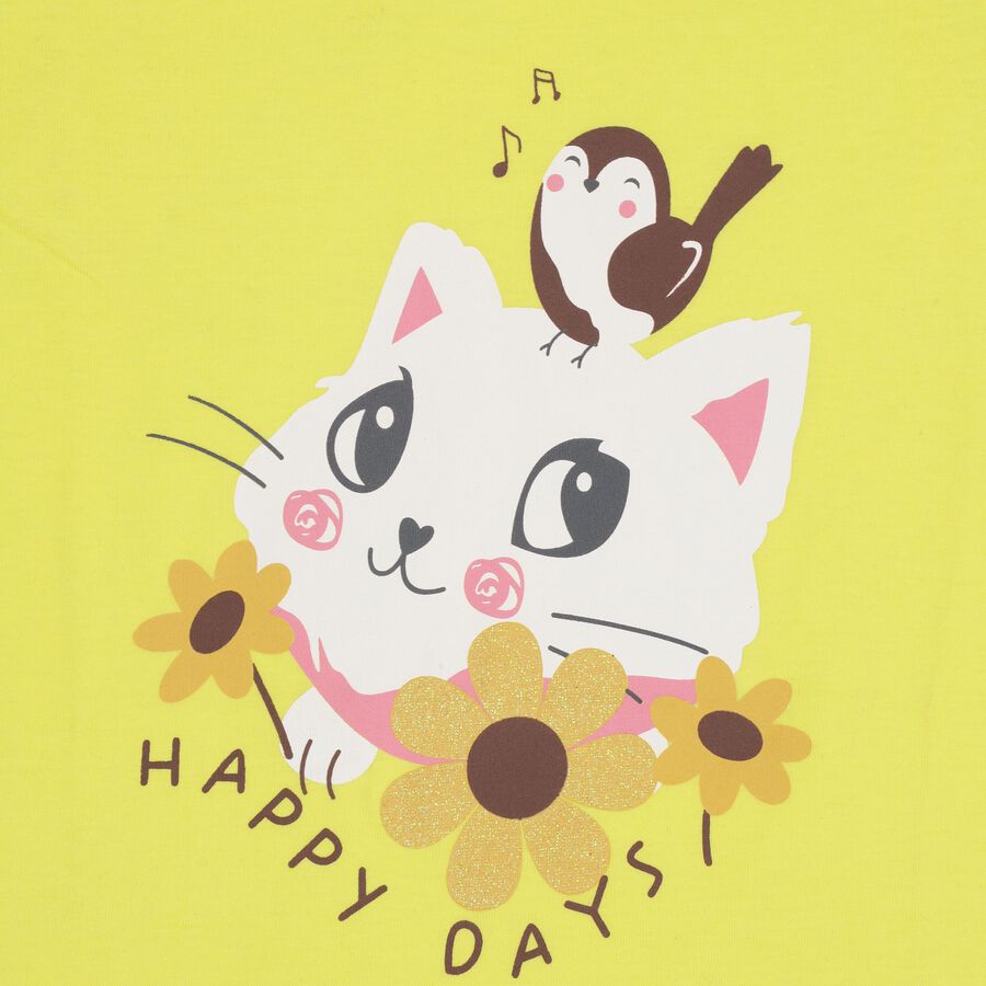 Girls' 100% Cotton T-Shirt, Yellow, large image number null