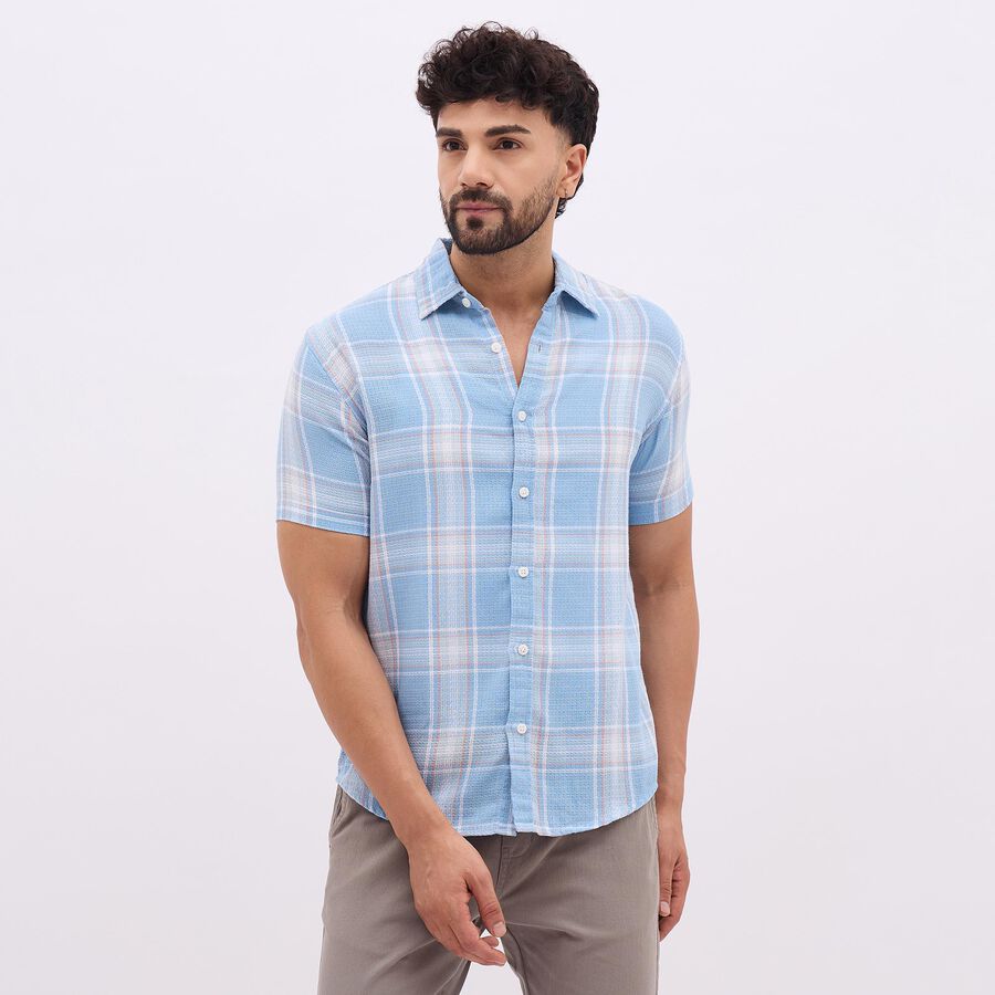 Men's Light Blue Classic Casual Shirt, Light Blue, large