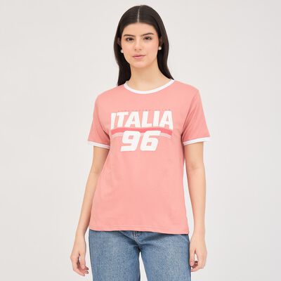 Women's Soft Pink Cotton Round Neck T-Shirt