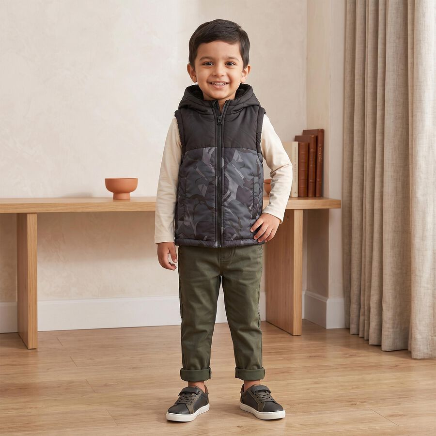 Boys Mid Blue Hooded Puffer Jacket, Mid Blue, large