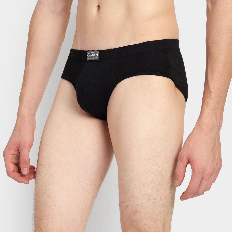 Men's 100% Cotton Briefs, Black, large