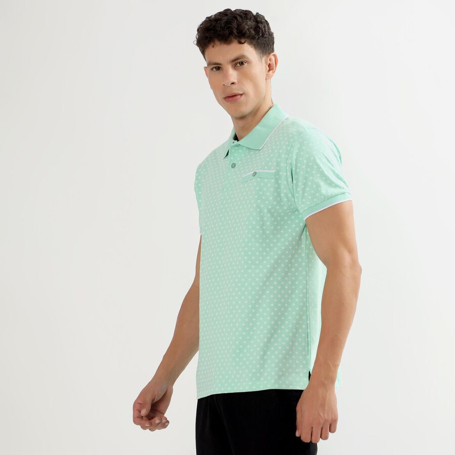 Men's 100% Cotton Collared Half Sleeves T-Shirt, एक्वा, large image number null